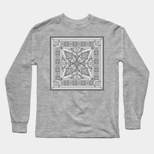 Gray Art Deco Mandala Long Sleeve T-Shirt